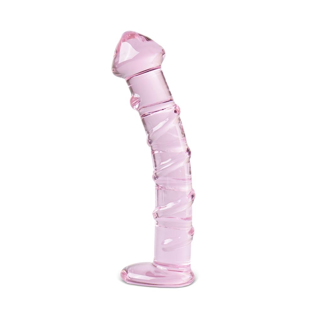 Pink Color Textured Glass Dildo - P02