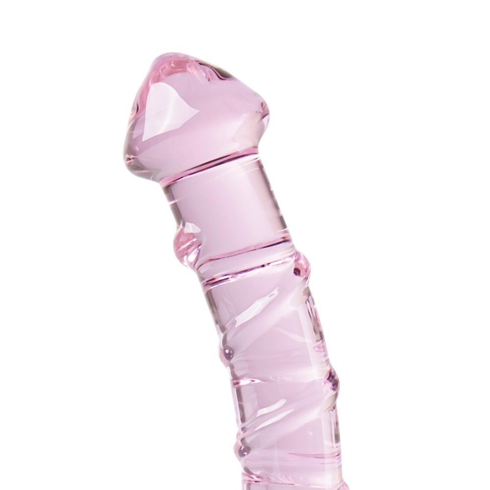 Pink Color Textured Glass Dildo - P02