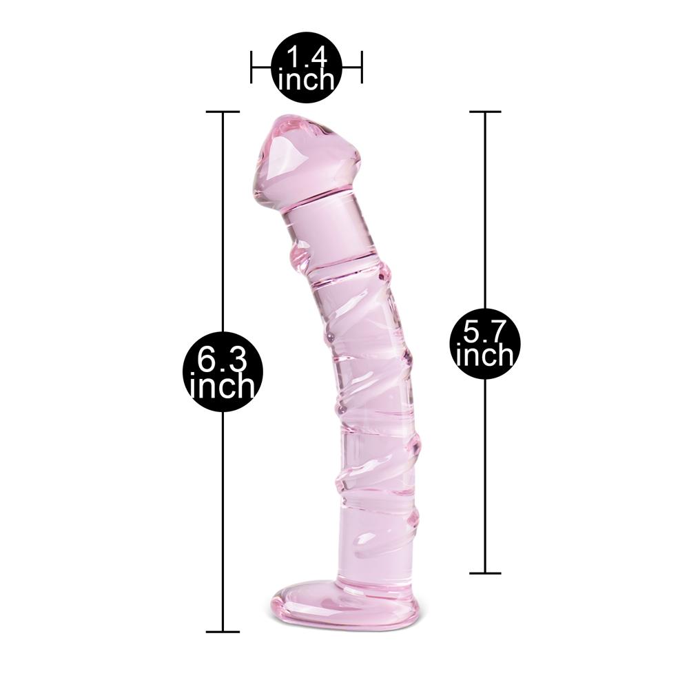 Pink Color Textured Glass Dildo - P02