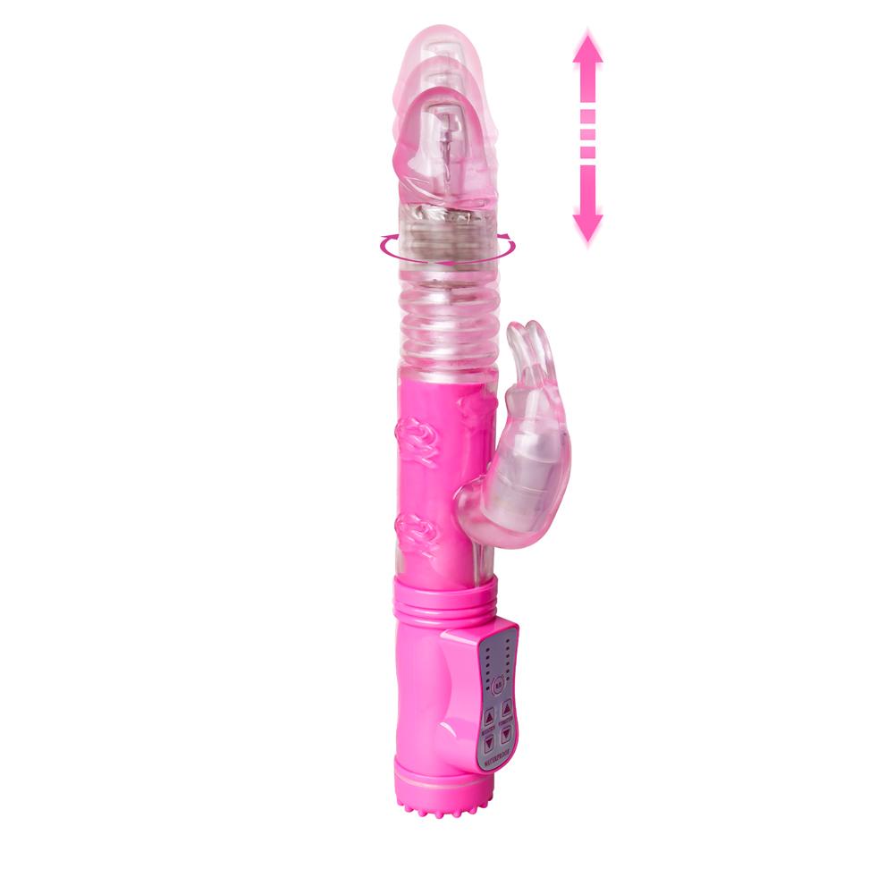 Pink Color Thrusting Rabbit Pearls Vibrator