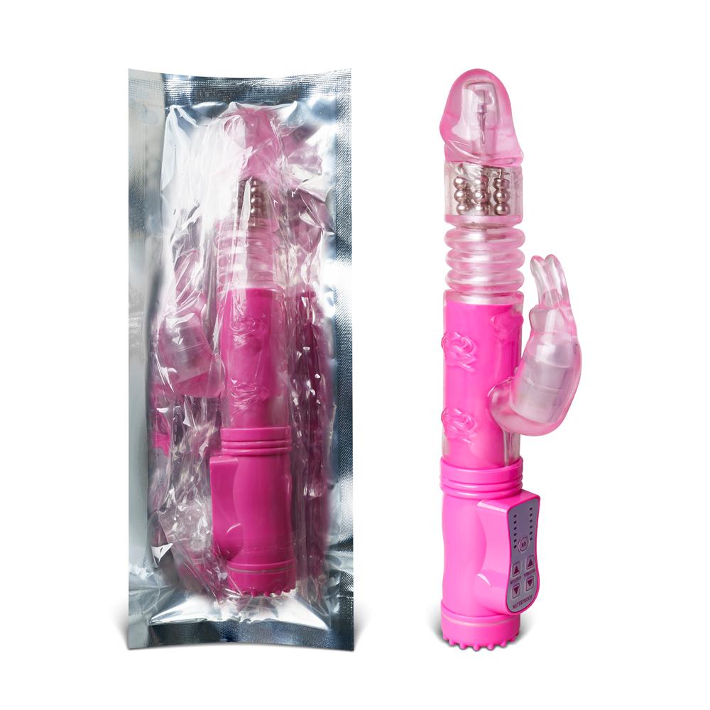 Pink Color Thrusting Rabbit Pearls Vibrator