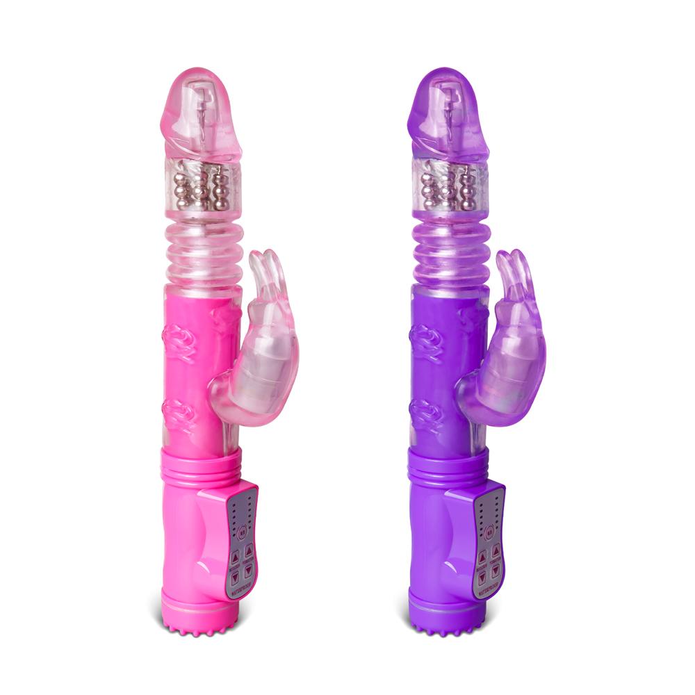 Pink Color Thrusting Rabbit Pearls Vibrator