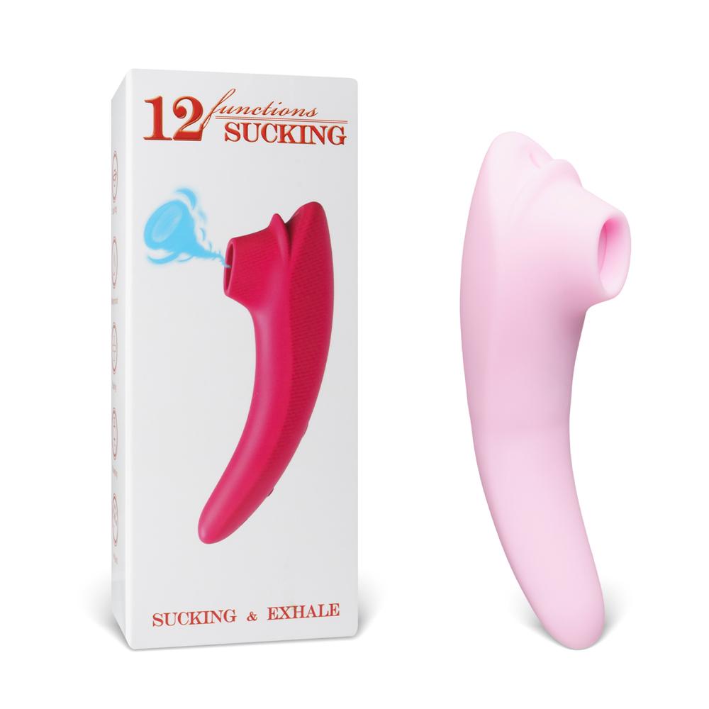 Pink Sucking Massager with 12-Speed, Medical Grade Silicone, Waterproof, Plug-In Rechargeable