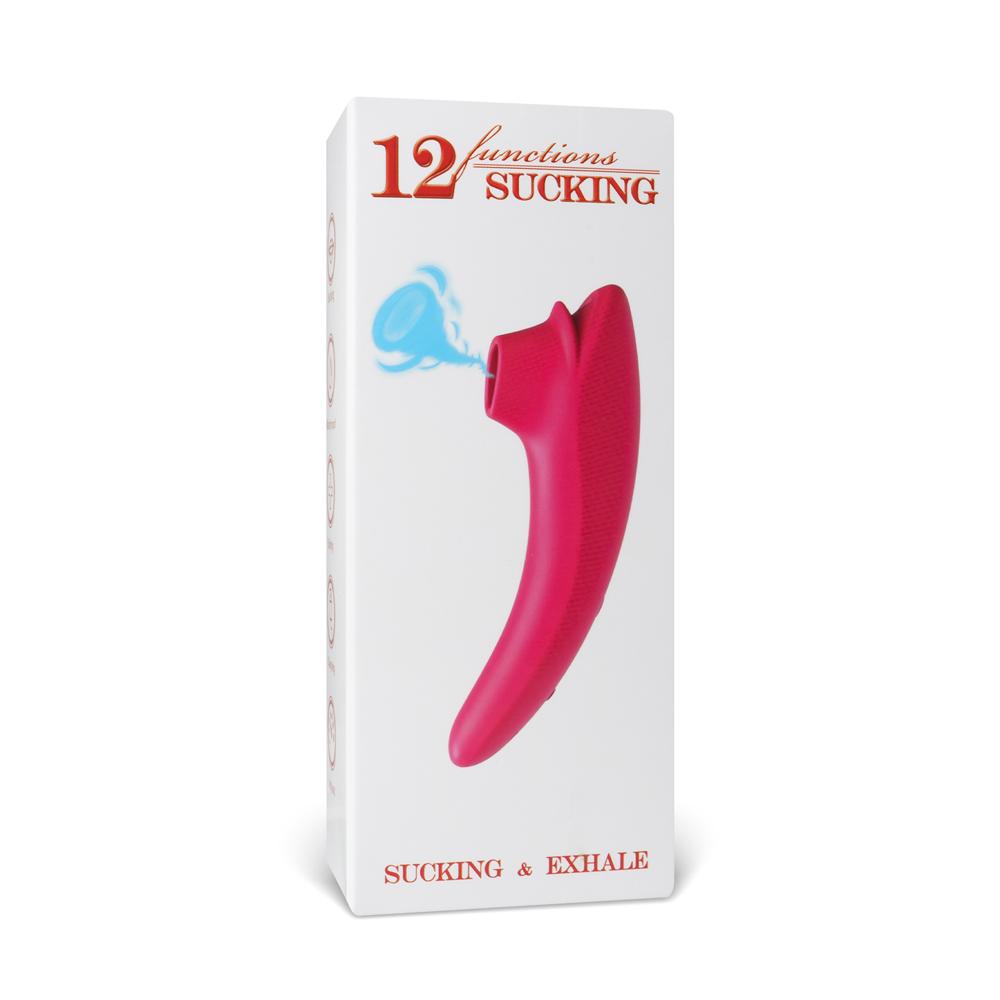 Pink Sucking Massager with 12-Speed, Medical Grade Silicone, Waterproof, Plug-In Rechargeable