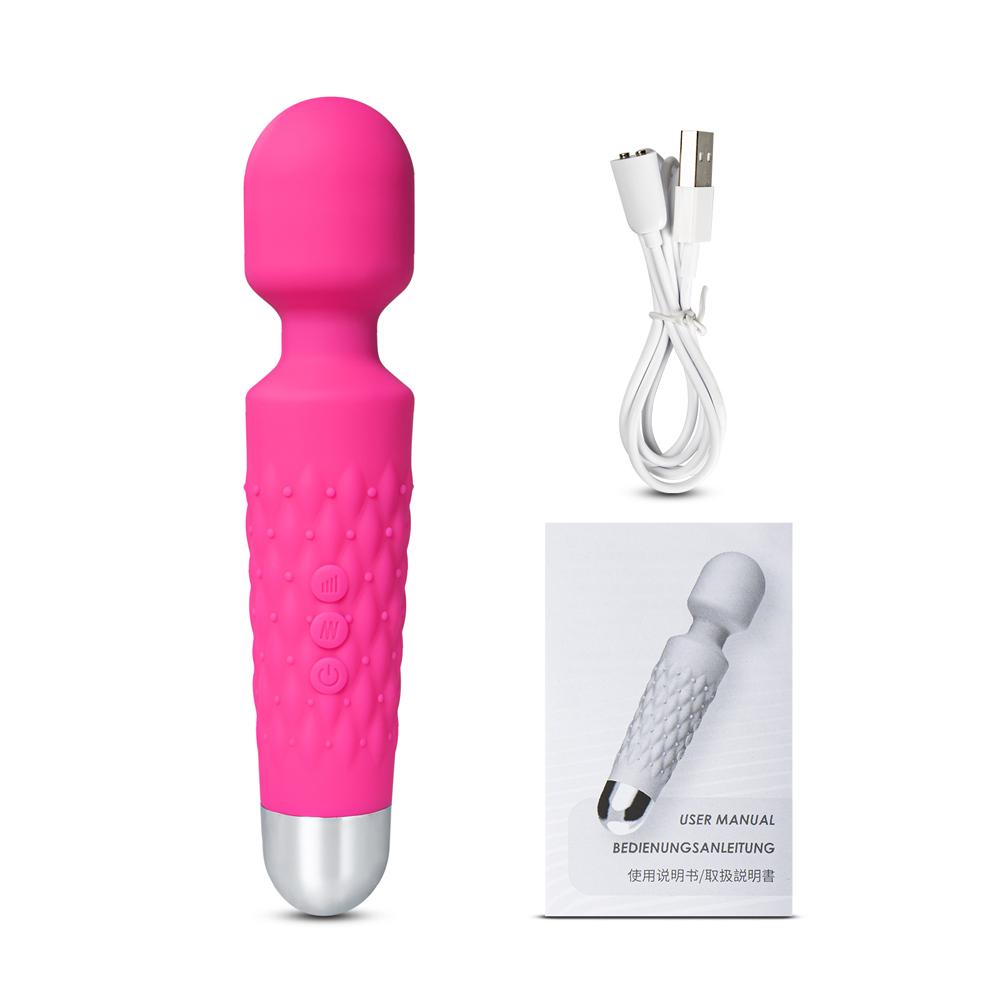 Popular Pink Color 9 Speeds Rechargeable Silicone Wand Massager