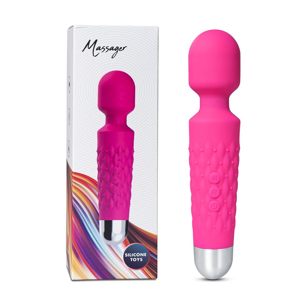 Popular Pink Color 9 Speeds Rechargeable Silicone Wand Massager