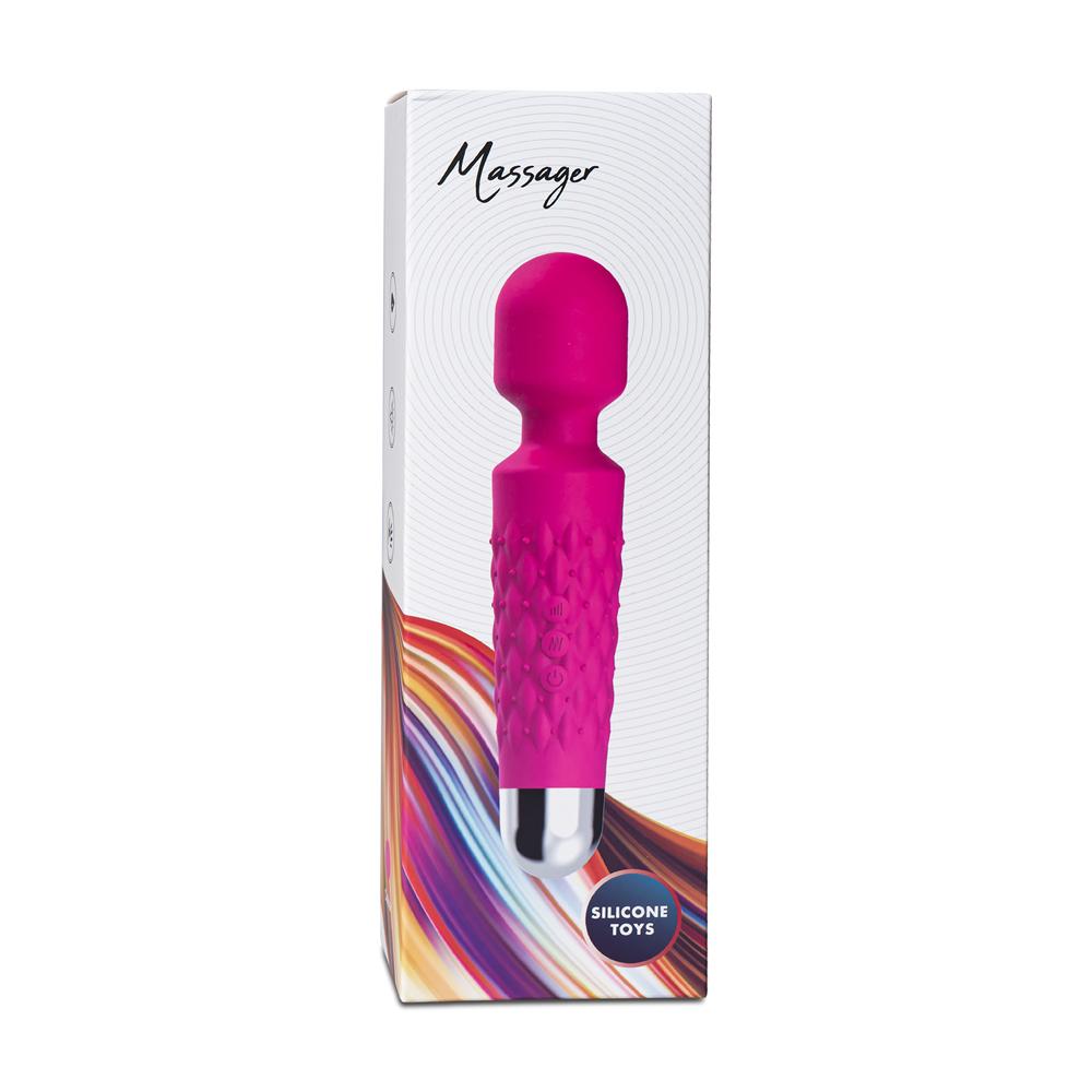 Popular Pink Color 9 Speeds Rechargeable Silicone Wand Massager