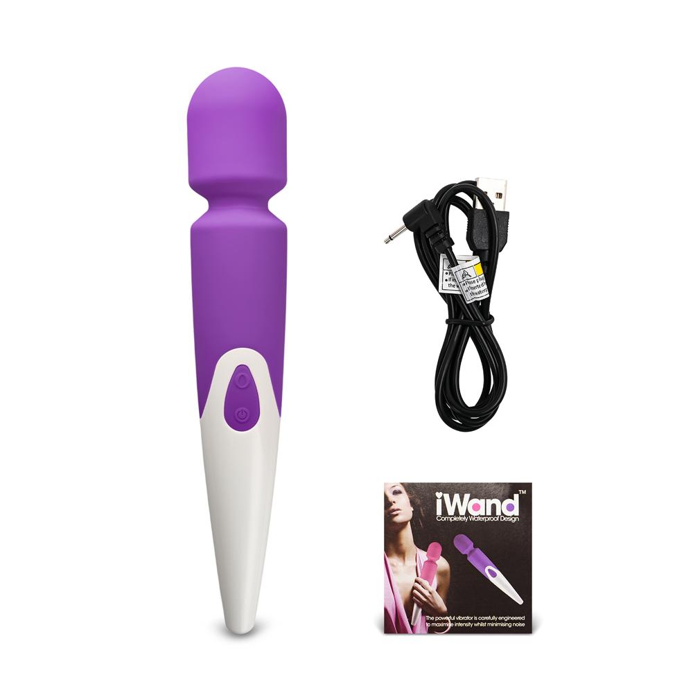 Purple Color 10-Speed Waterproof Rechargeable Wand Massager (USB Recharging)