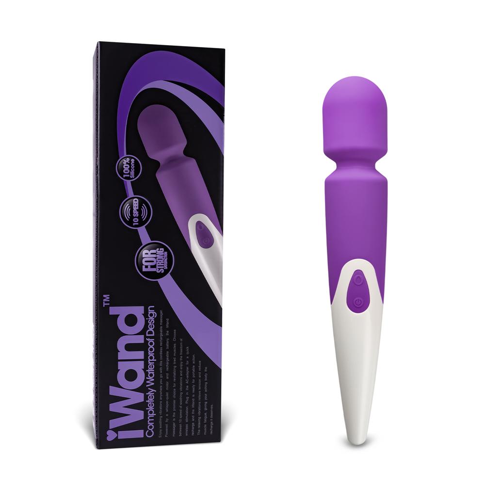 Purple Color 10-Speed Waterproof Rechargeable Wand Massager (USB Recharging)