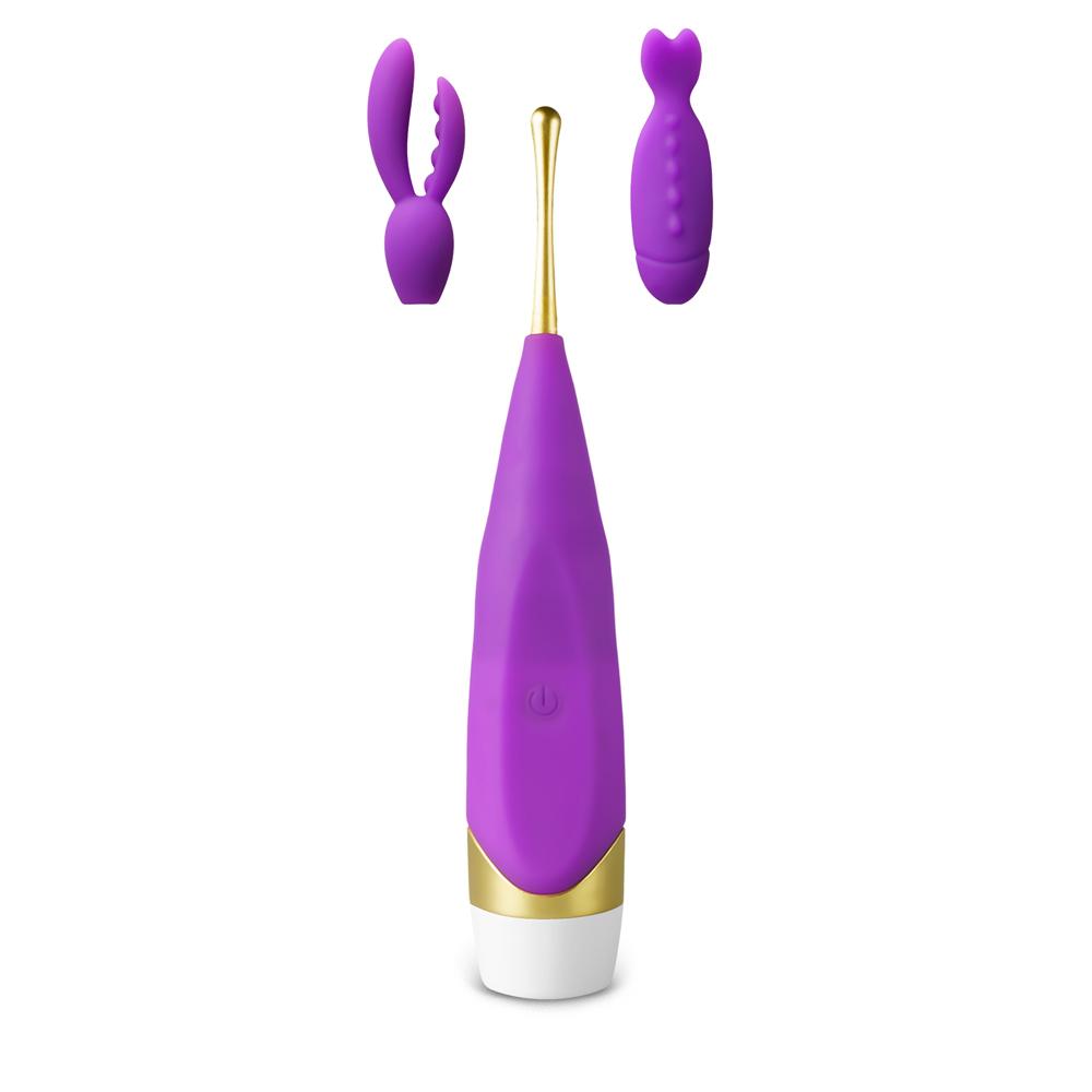 Purple Color 12-Speed Rechargeable High Frequency Vibrator with 2 Silicone Heads