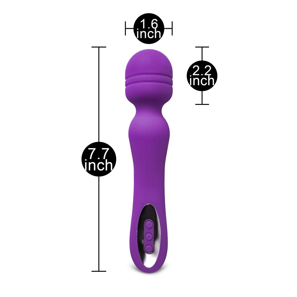 Purple Color 12-Speed Silicone Rechargeable Wand Massager (USB Recharging)