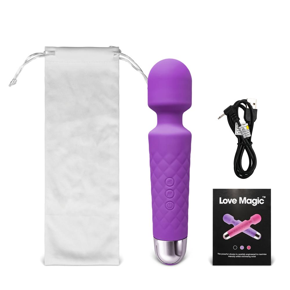 Purple Color 20-Speed Strong Vibrating Rechargeable Wand Massager (USB Recharging)