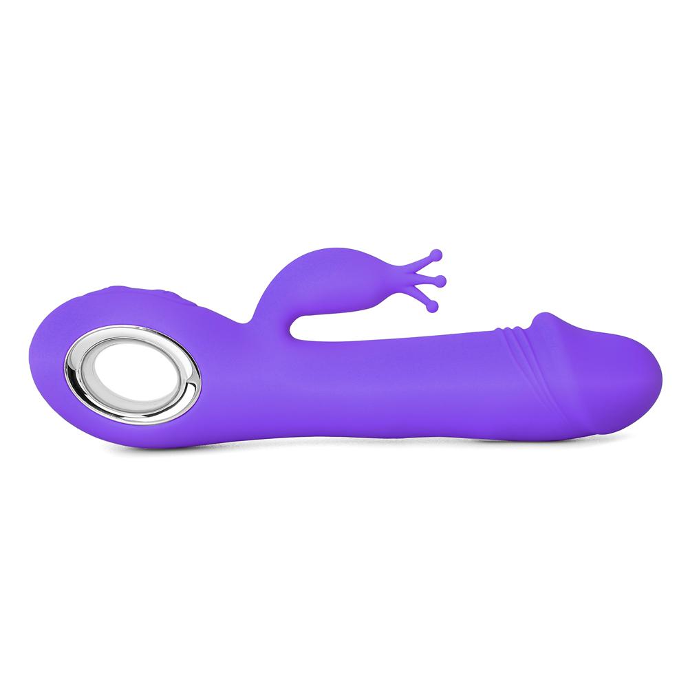 Purple Color 7 Speeds Rechargeable Silicone Penis Shape Vibrator with Rotation and Heating