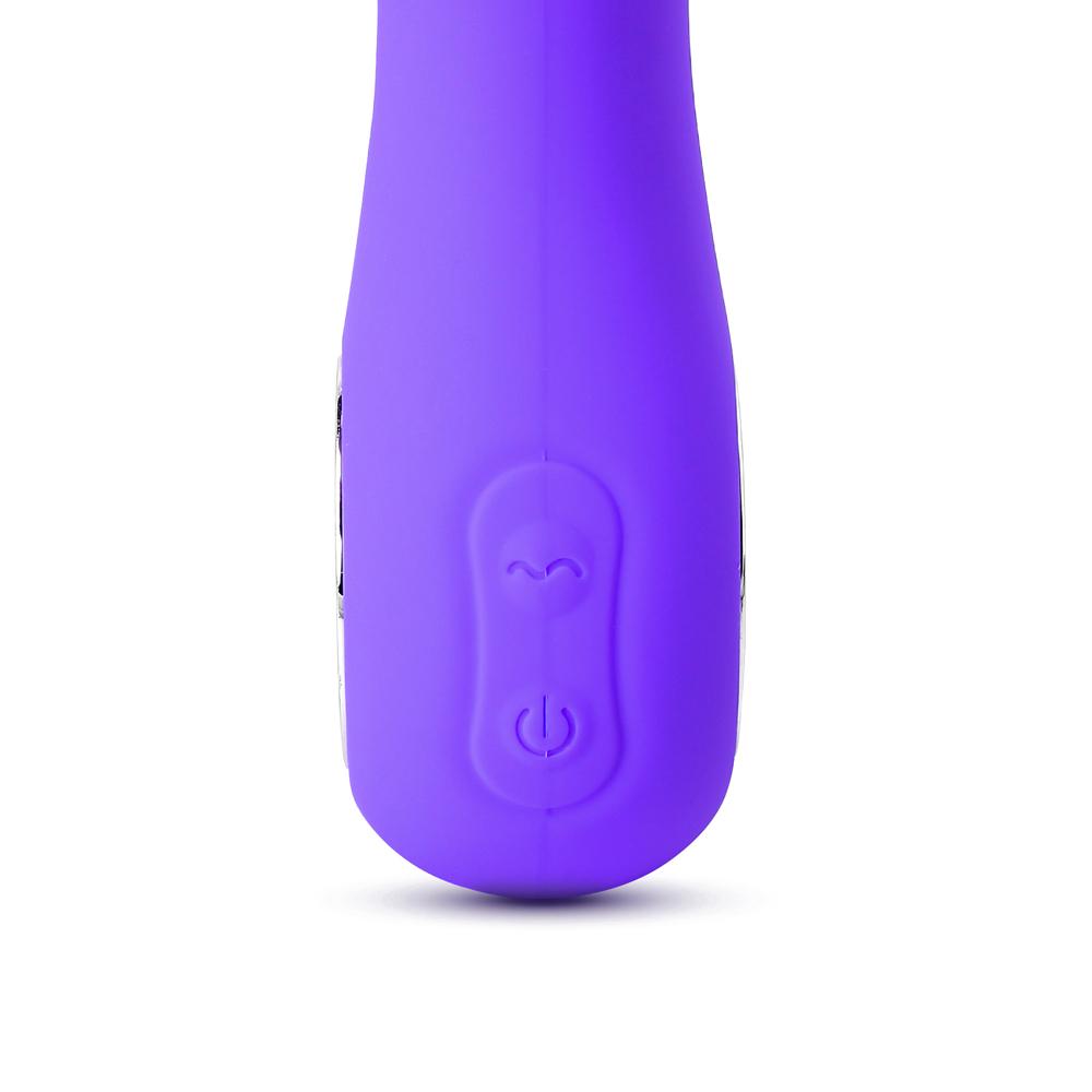 Purple Color 7 Speeds Rechargeable Silicone Penis Shape Vibrator with Rotation and Heating