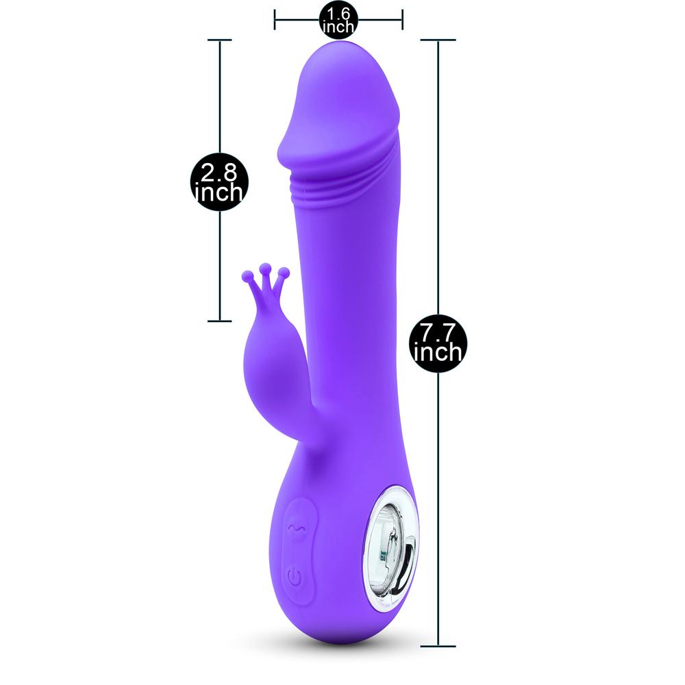 Purple Color 7 Speeds Rechargeable Silicone Penis Shape Vibrator with Rotation and Heating