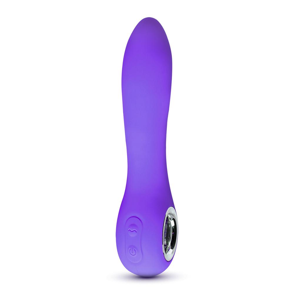 Purple Color 7 Speeds Rechargeable Silicone Vibrator with Rotation and Heating