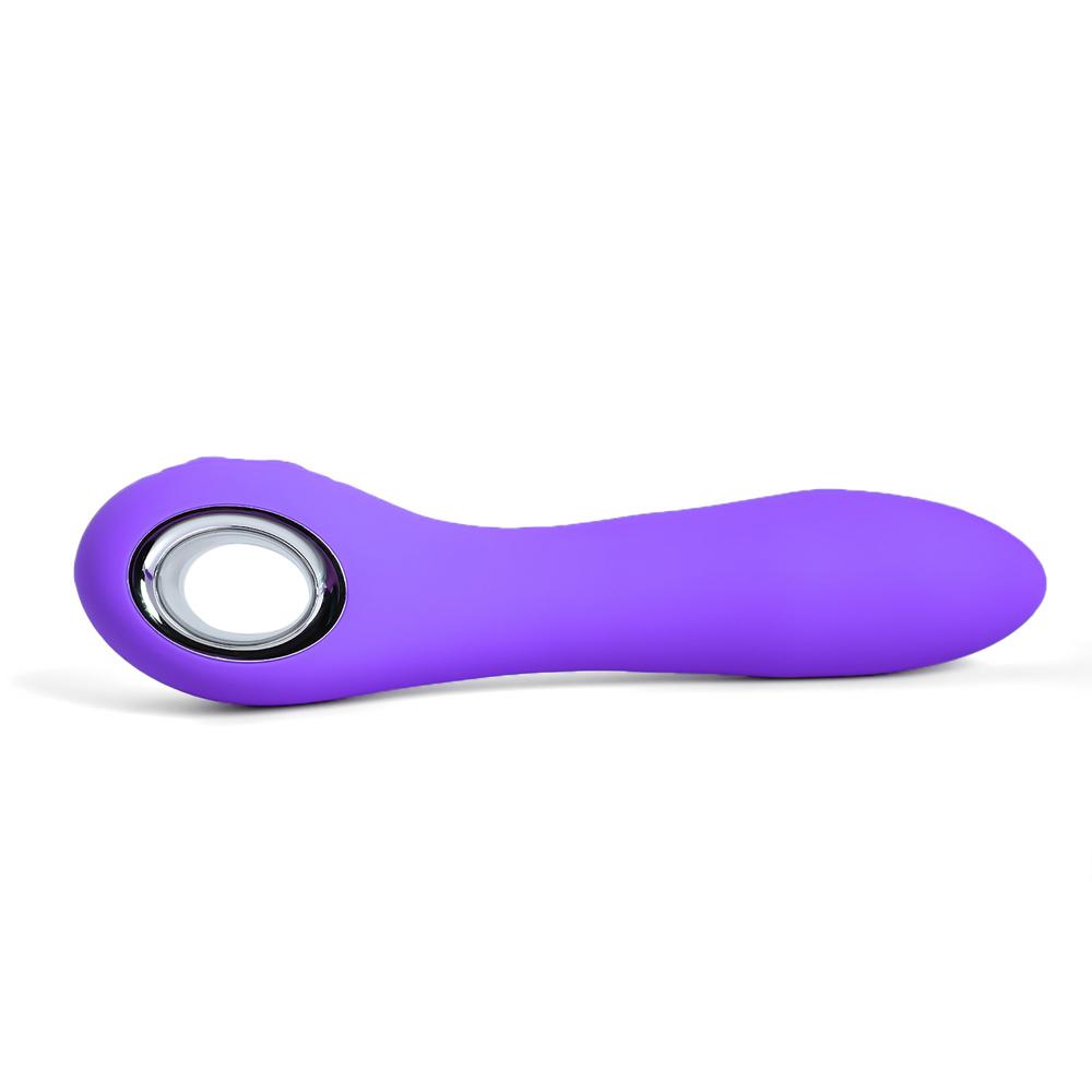 Purple Color 7 Speeds Rechargeable Silicone Vibrator with Rotation and Heating