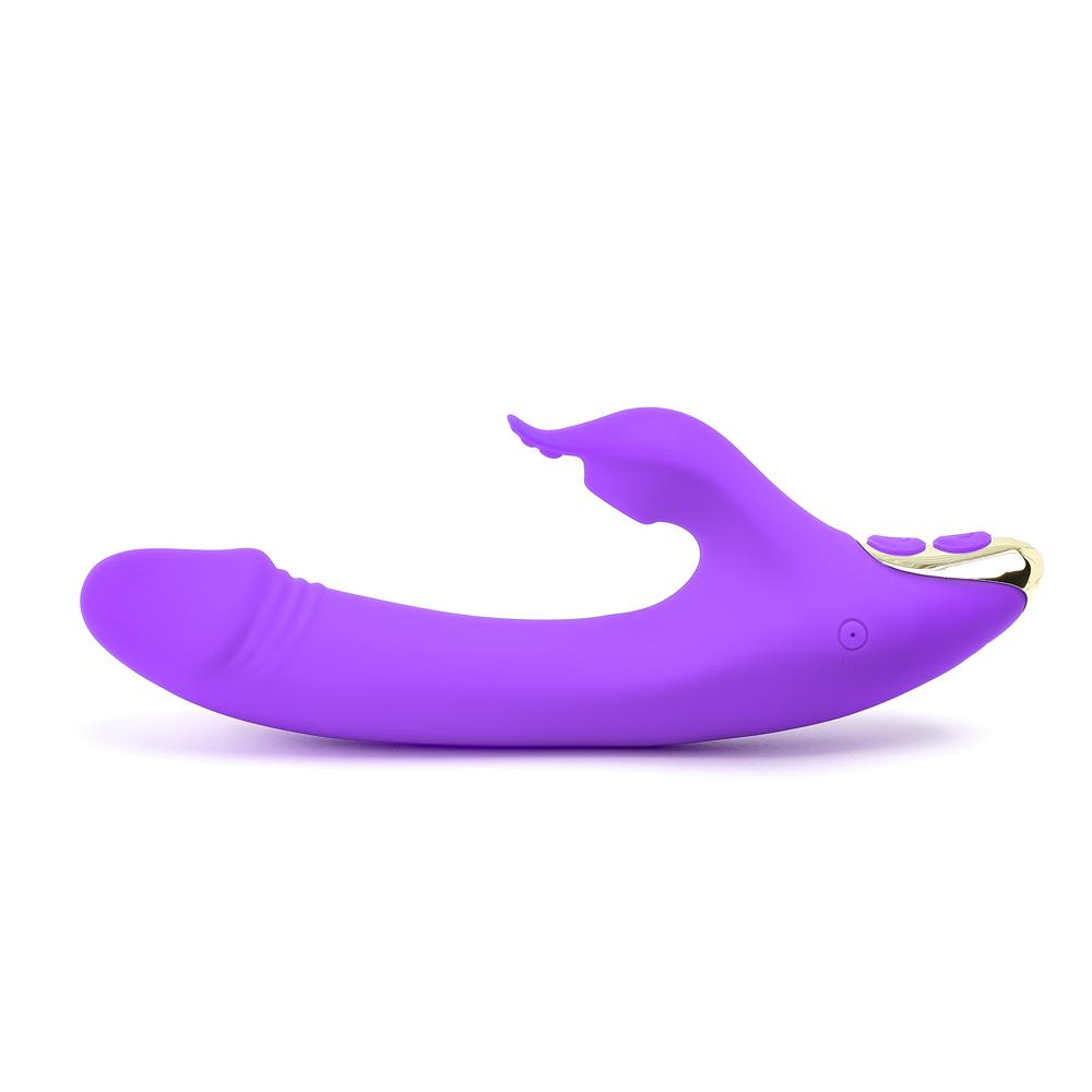 Purple Color 9 Speeds Rechargeable Silicone Penis Vibrator with Sucking Function