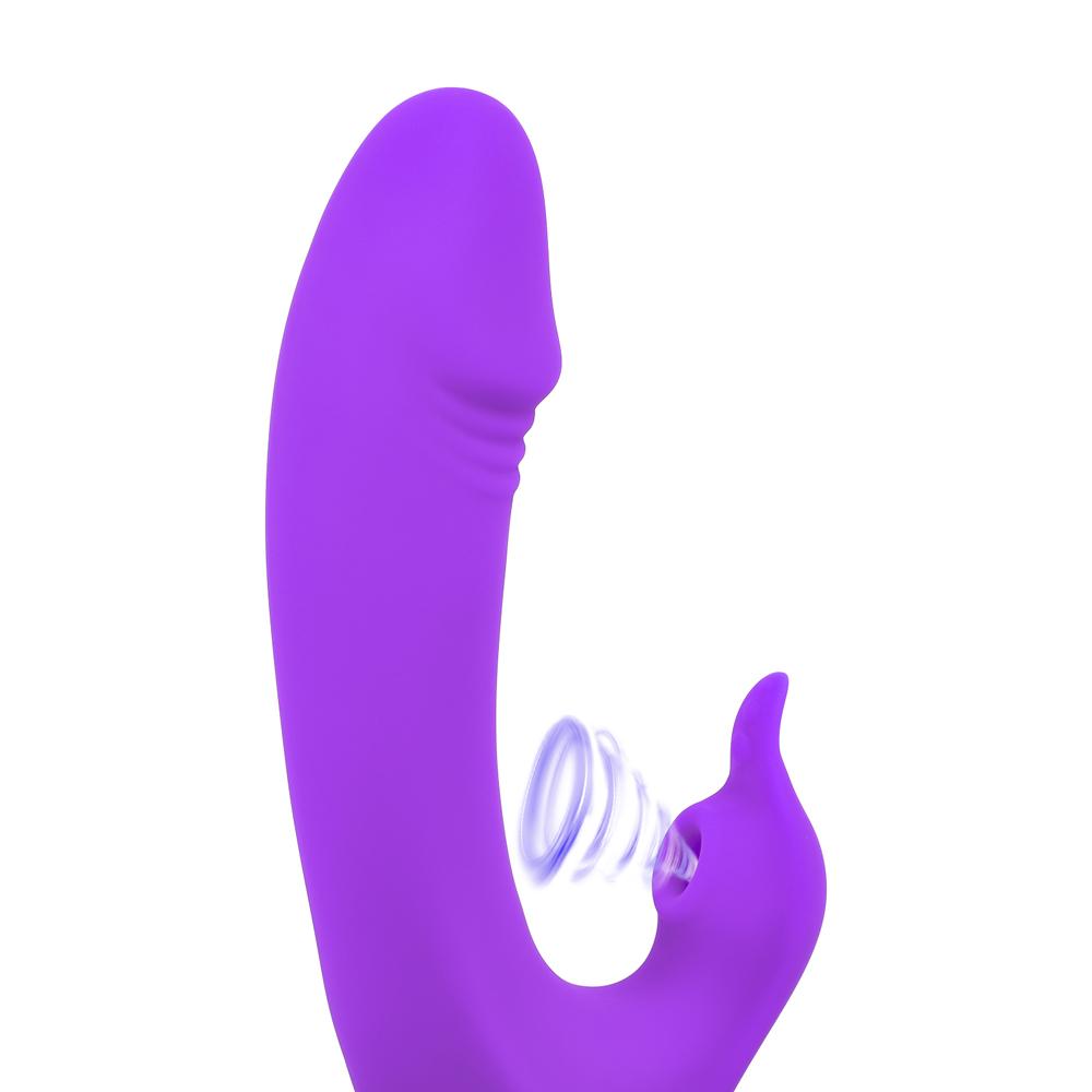 Purple Color 9 Speeds Rechargeable Silicone Penis Vibrator with Sucking Function