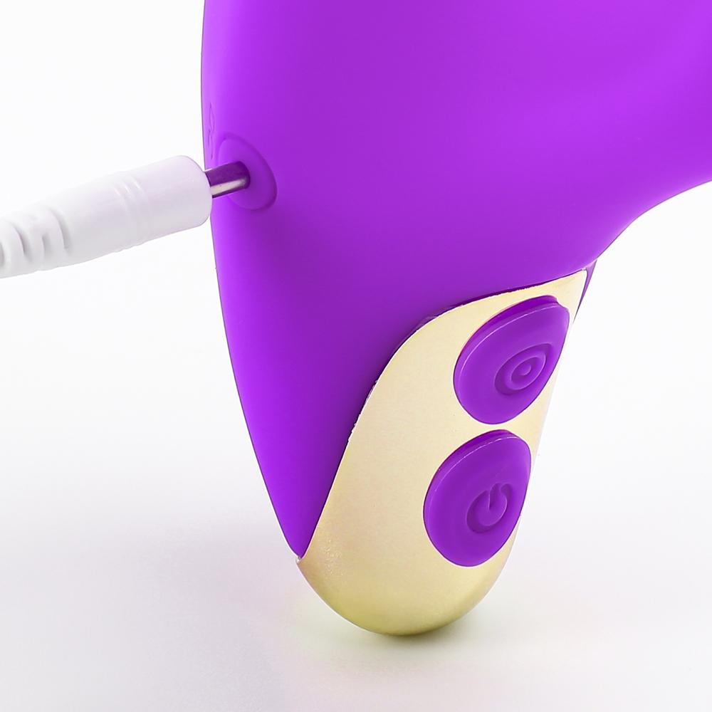 Purple Color 9 Speeds Rechargeable Silicone Penis Vibrator with Sucking Function