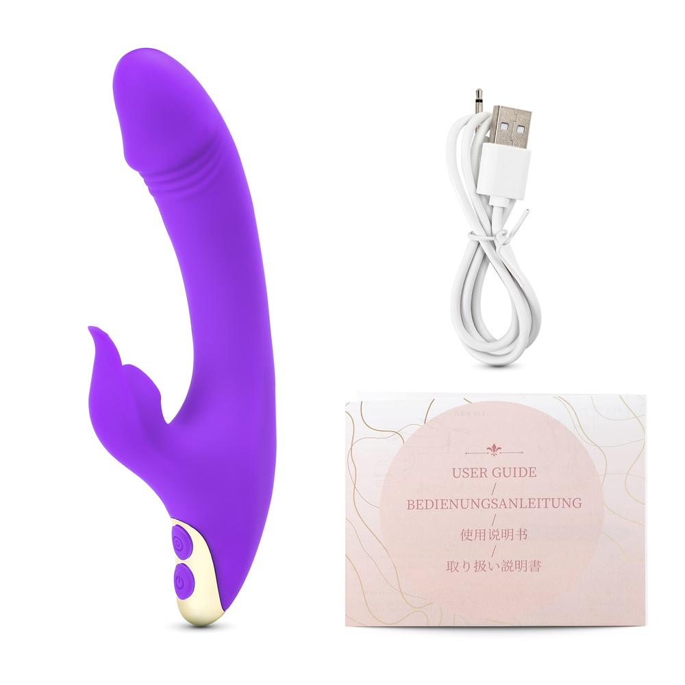 Purple Color 9 Speeds Rechargeable Silicone Penis Vibrator with Sucking Function