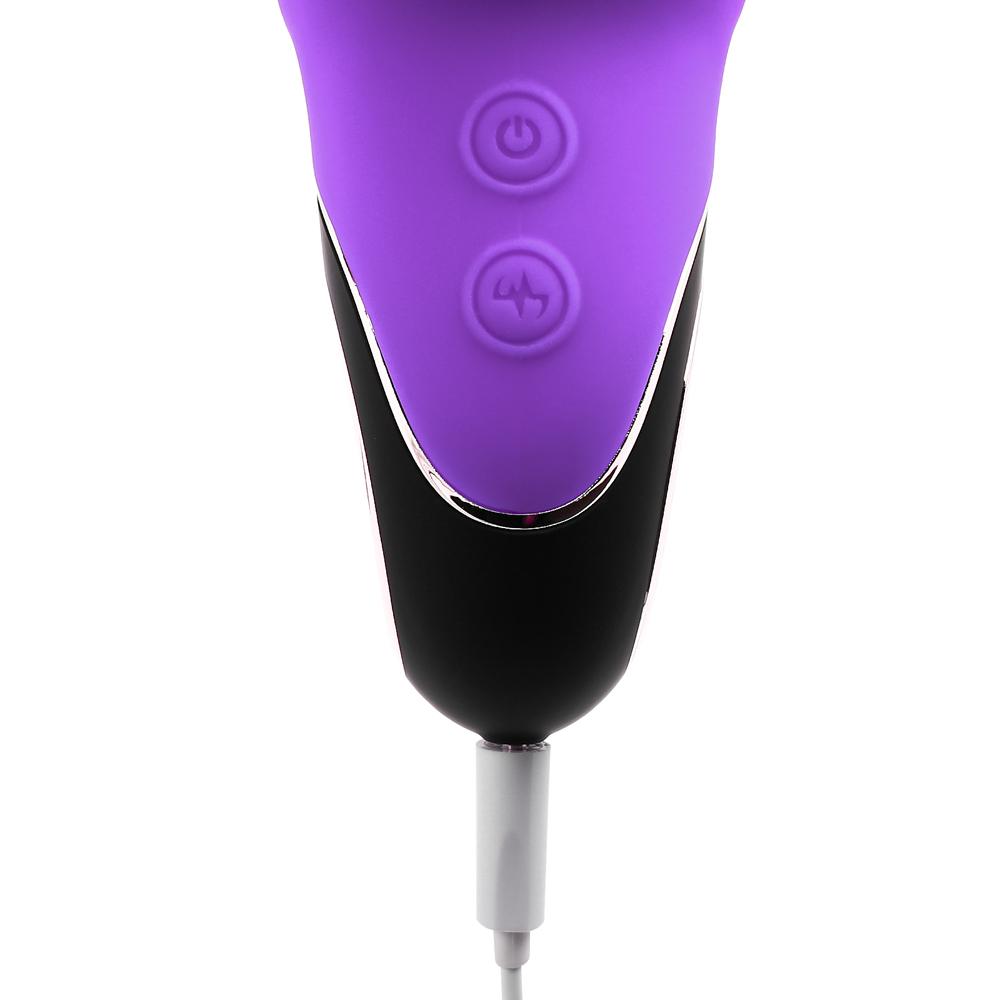 Purple Color 9 Speeds Rechargeable Silicone Thrusting Rabbit Vibrator with Rotation