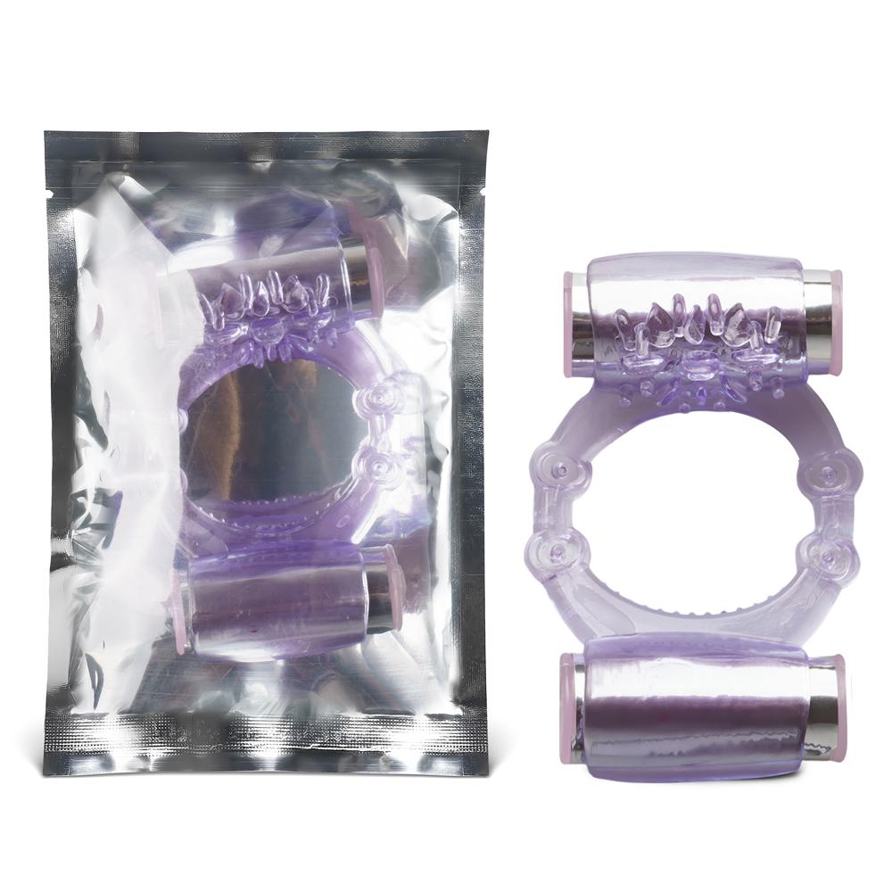 Purple Color Dual Vibrators Cock Ring