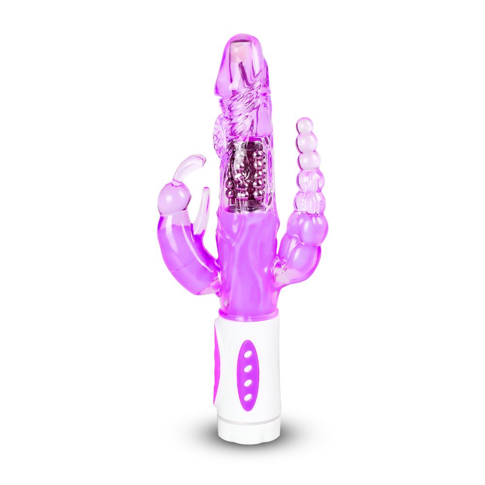 Purple Color Pearls and Rabbit Vibrator with Vibrating Beads