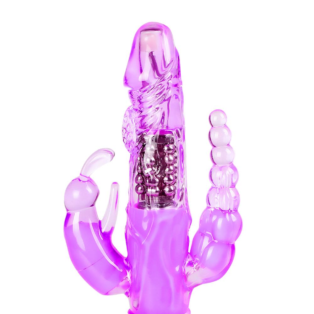 Purple Color Pearls and Rabbit Vibrator with Vibrating Beads