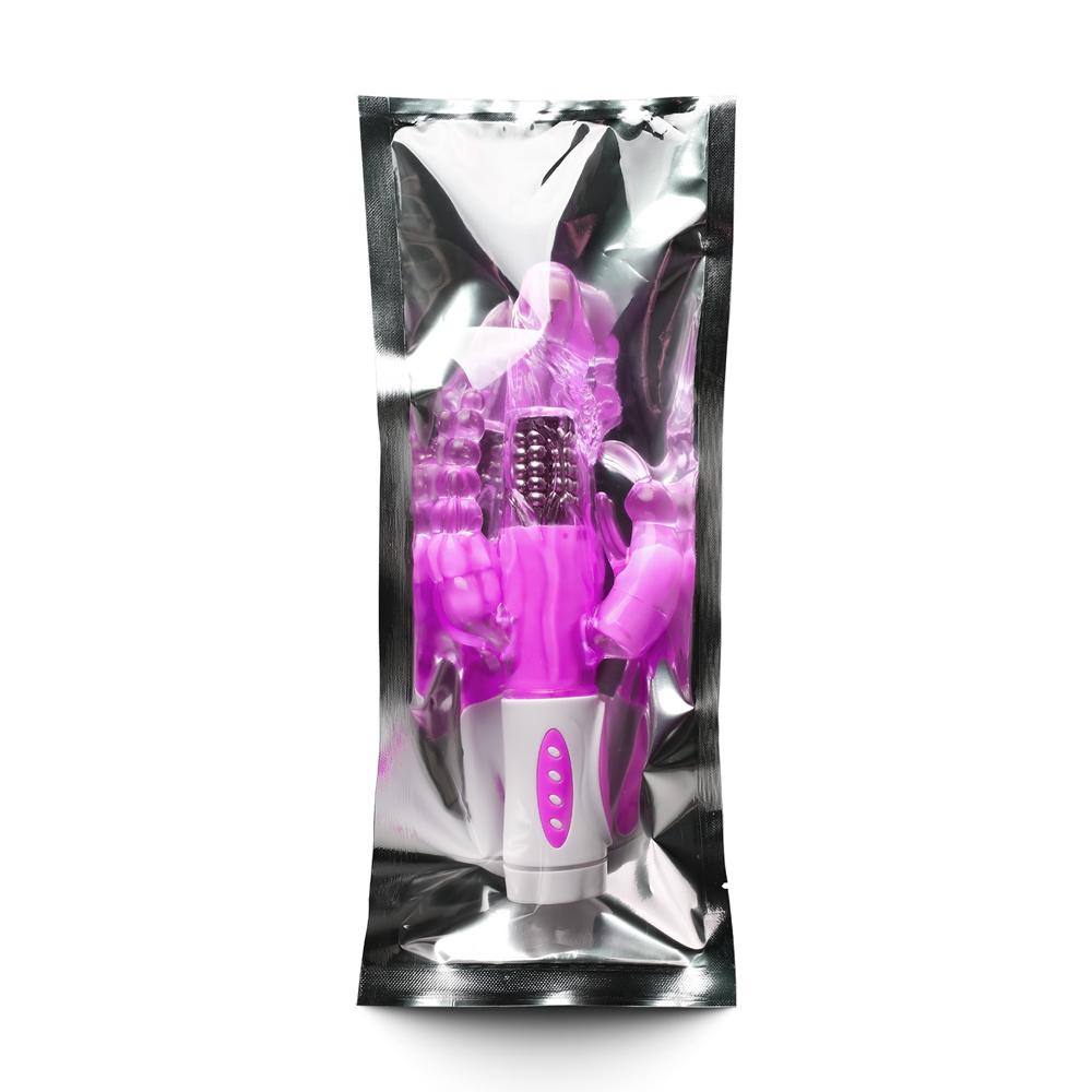 Purple Color Pearls and Rabbit Vibrator with Vibrating Beads