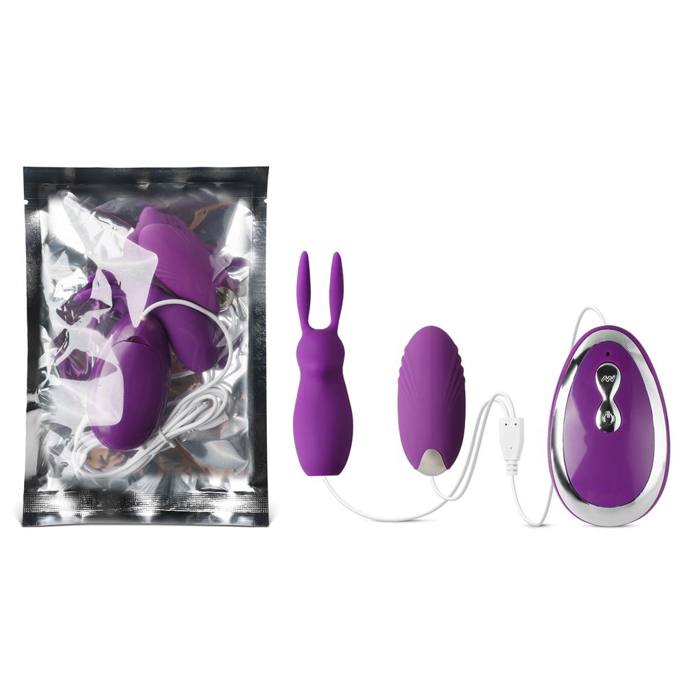 Purple Color Silicone 20 Speeds Vibrating Rabbit and Egg