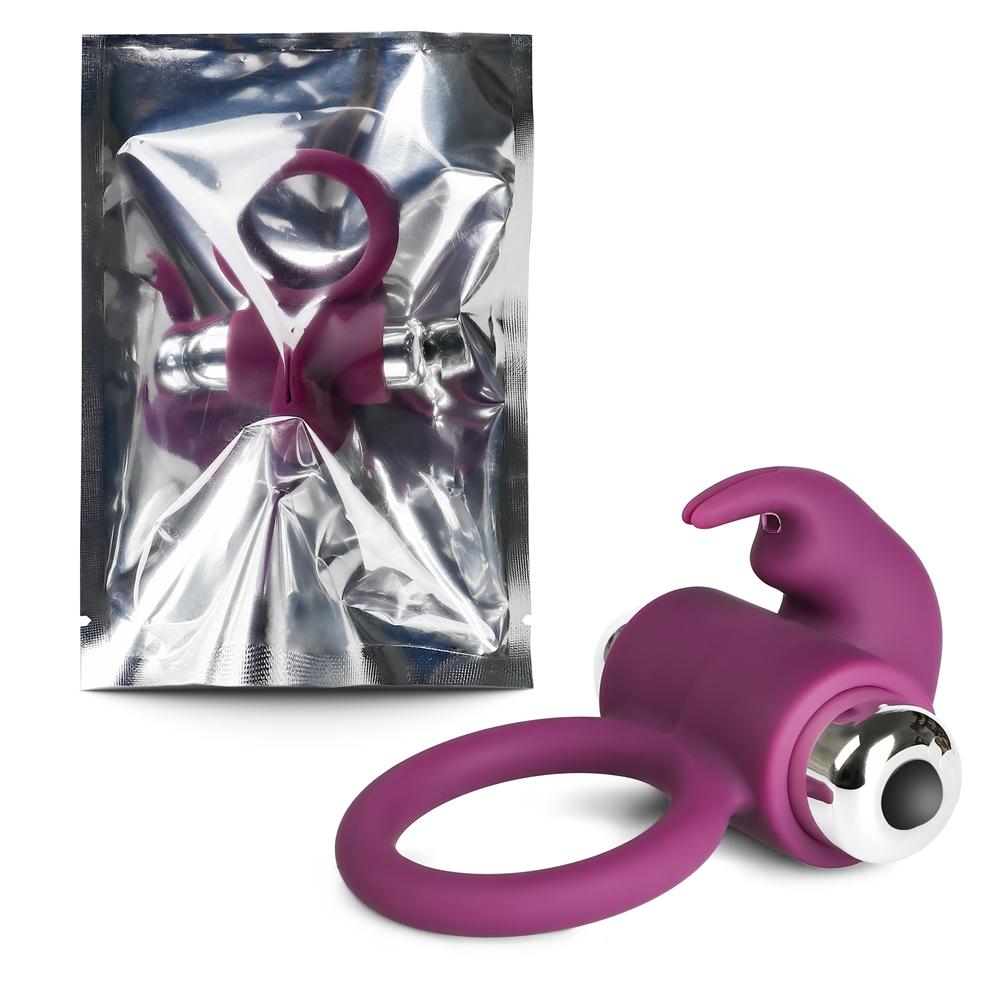 Purple Color Silicone Rabbit Vibrating Cock Ring