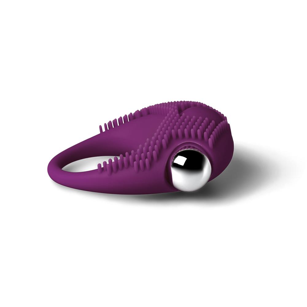 Purple Color Silicone Vibrating Cock Ring with Clitoral Stimulator