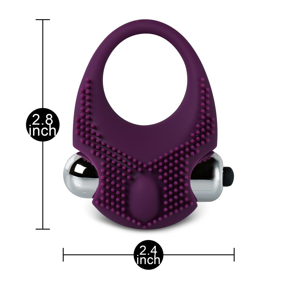 Purple Color Silicone Vibrating Cock Ring with Clitoral Stimulator