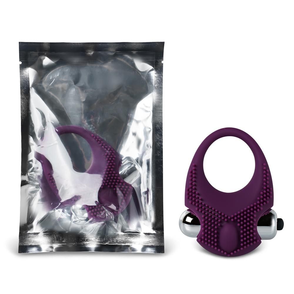 Purple Color Silicone Vibrating Cock Ring with Clitoral Stimulator