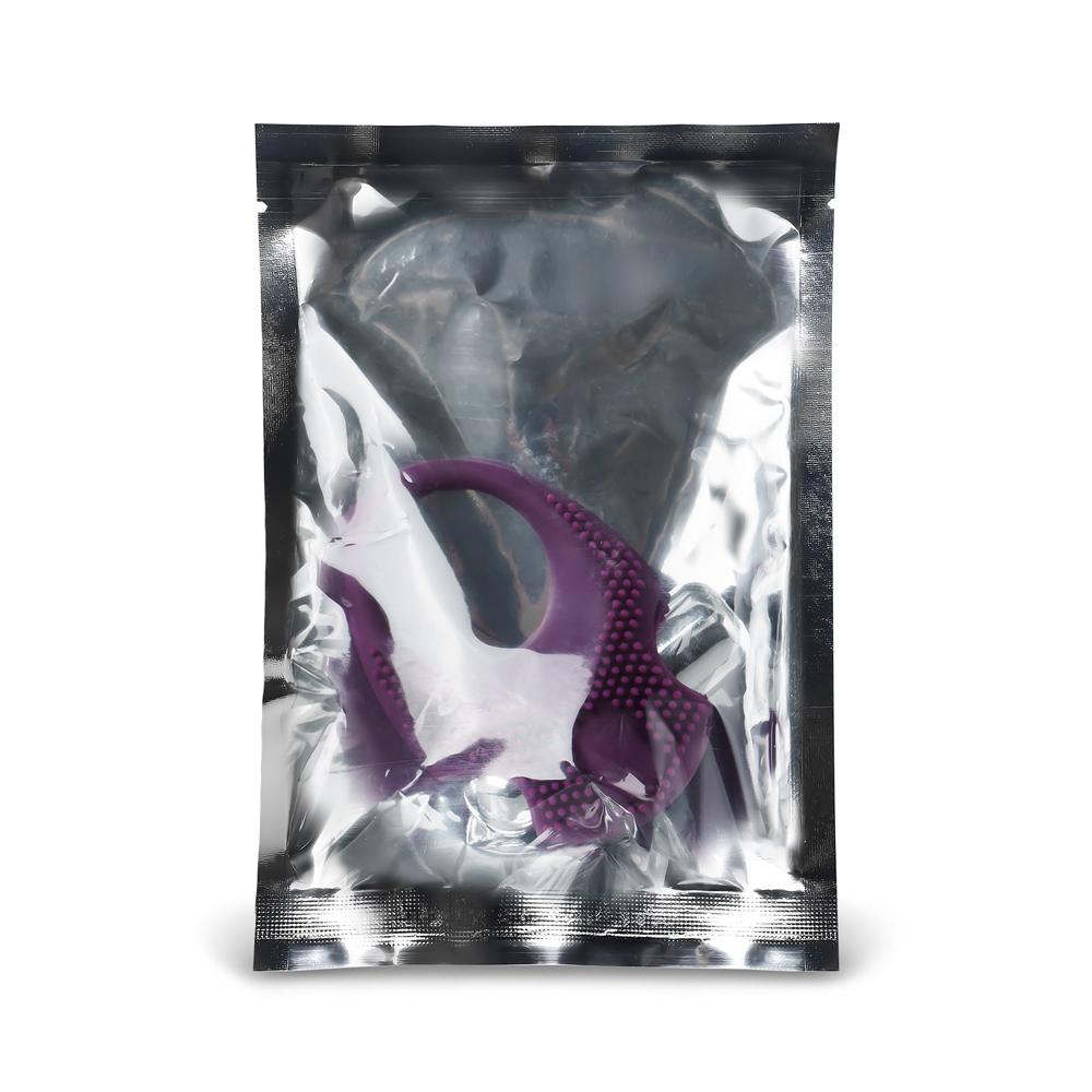 Purple Color Silicone Vibrating Cock Ring with Clitoral Stimulator