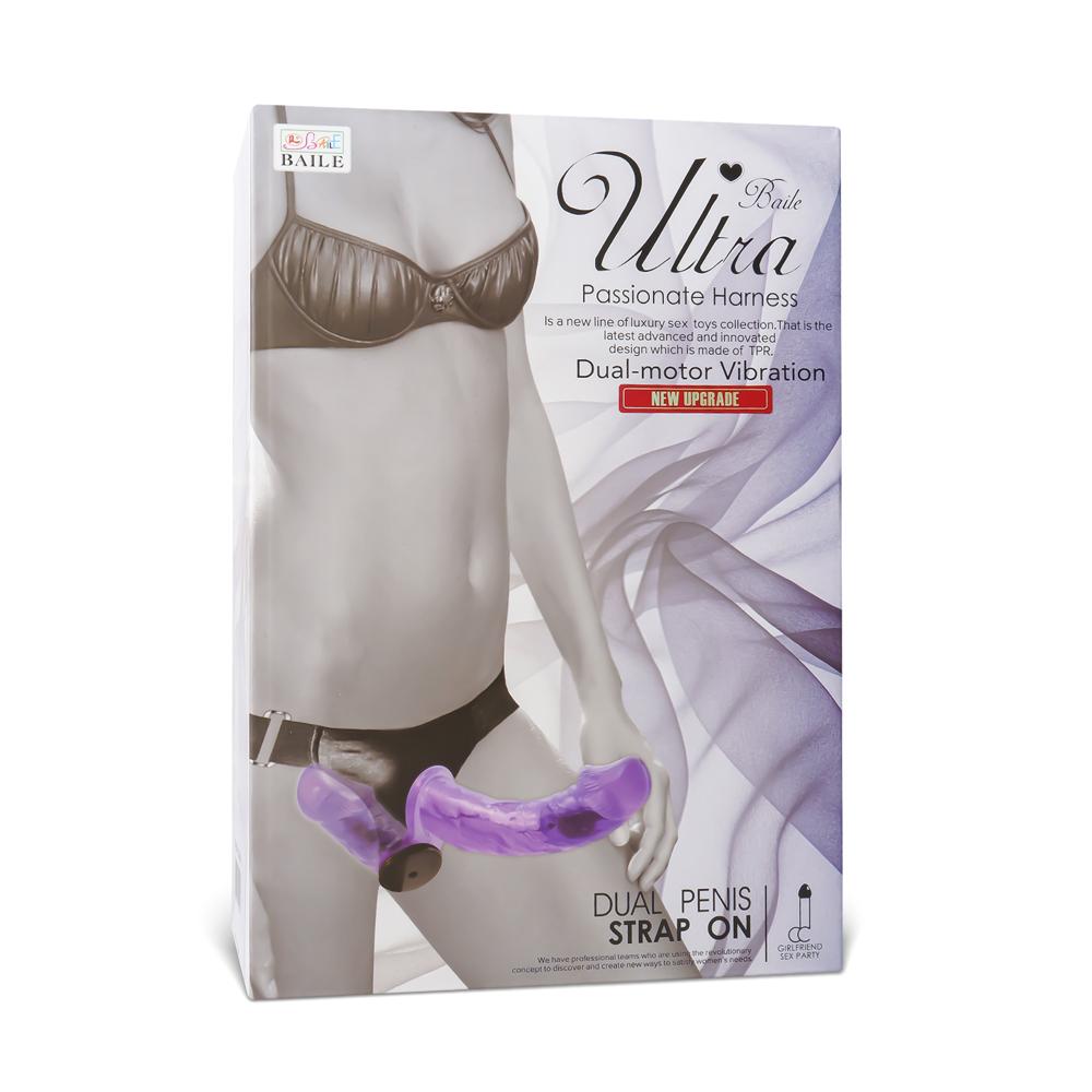 Purple Color Strap On with Double Vibrating Dildos ( Dual Motors )