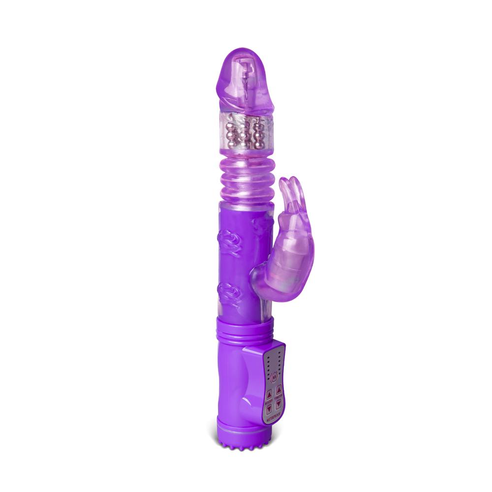 Purple Color Thrusting Rabbit Pearls Vibrator