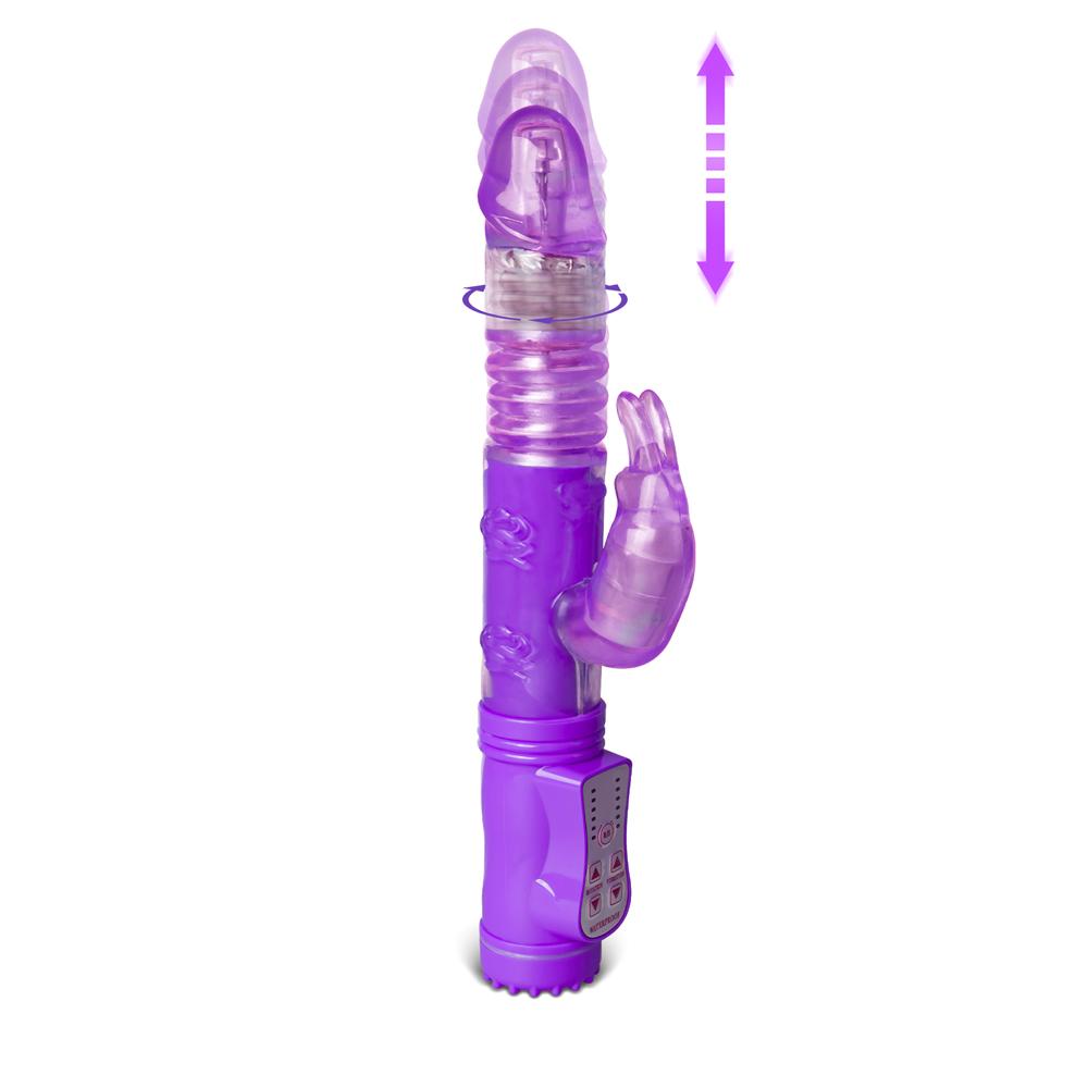 Purple Color Thrusting Rabbit Pearls Vibrator