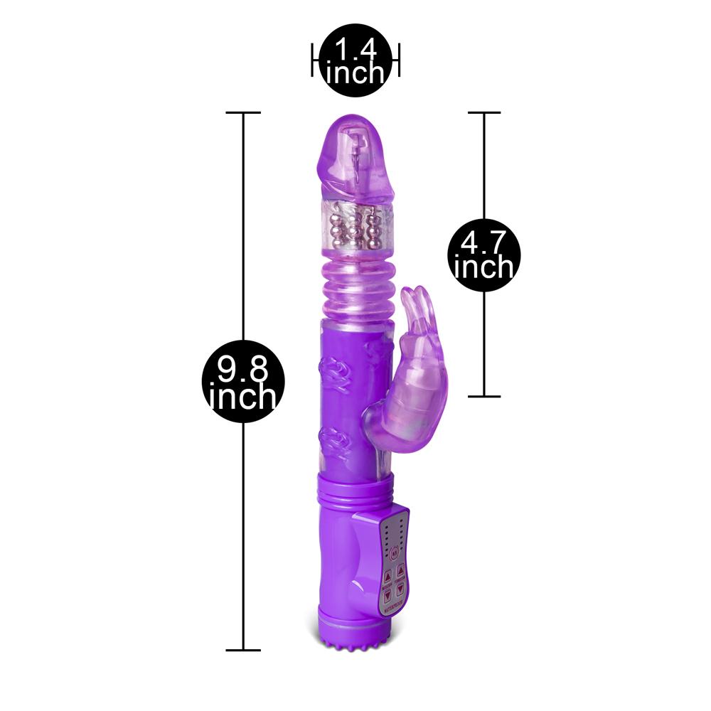 Purple Color Thrusting Rabbit Pearls Vibrator