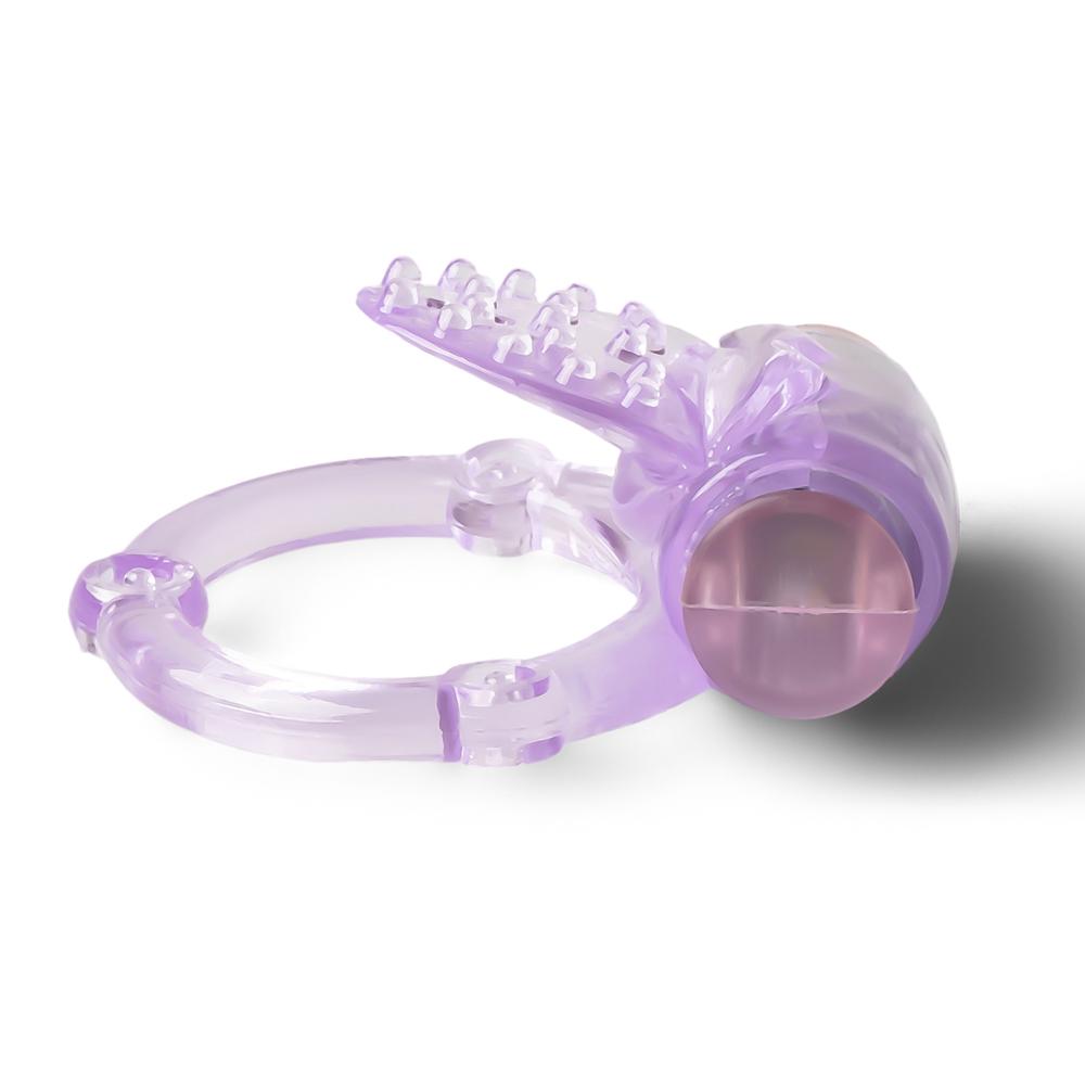 Purple Color Tongue Vibrating Cock Ring