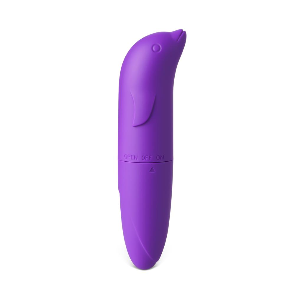 Purple Dolphin-Shaped Single-Speed Battery-Operated Vibrating Egg (Foil Bag)