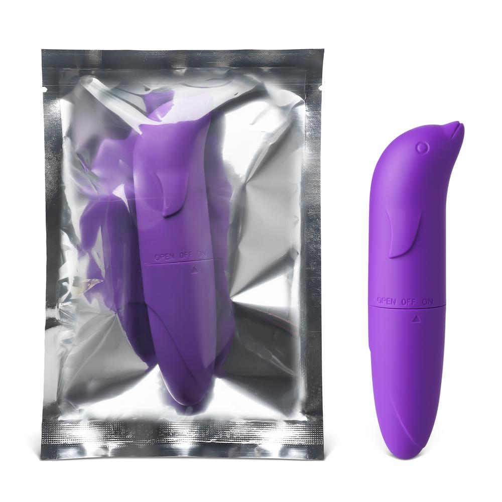 Purple Dolphin-Shaped Single-Speed Battery-Operated Vibrating Egg (Foil Bag)