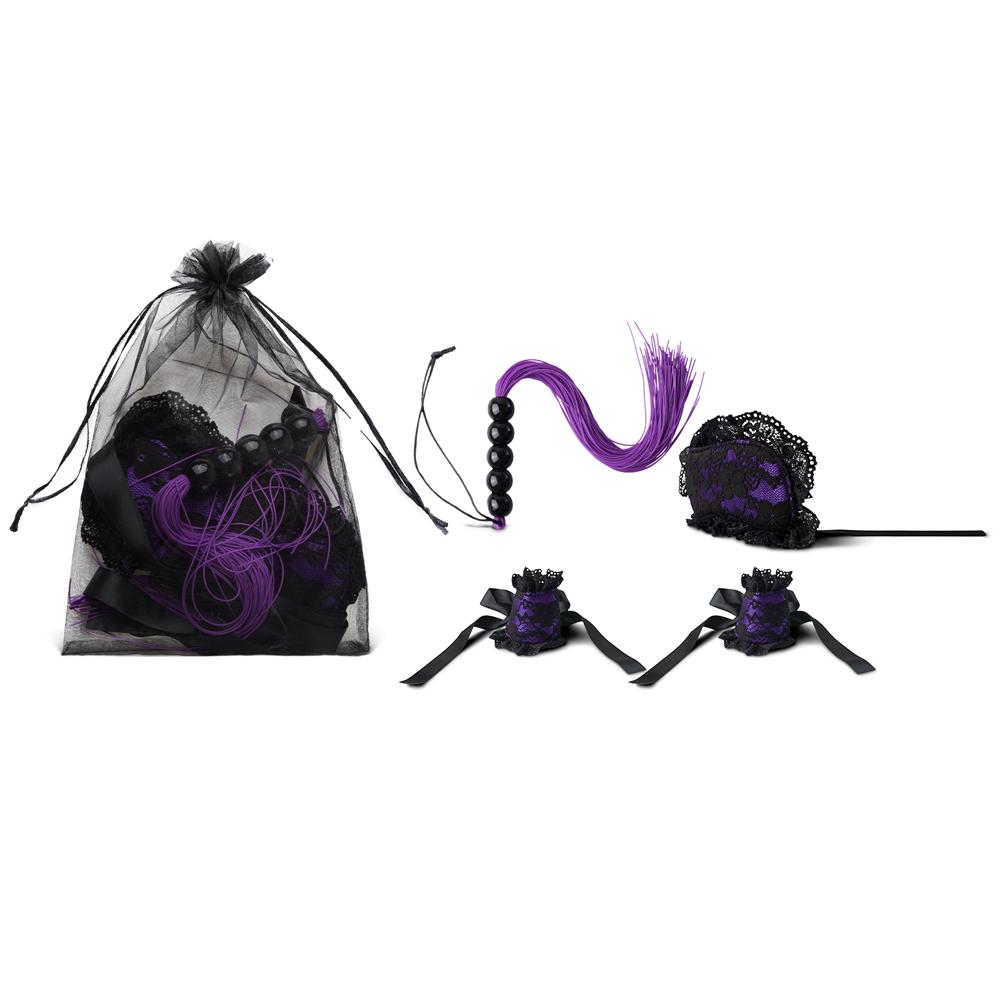 Purple Lace Mask and Wrist Restraint Set