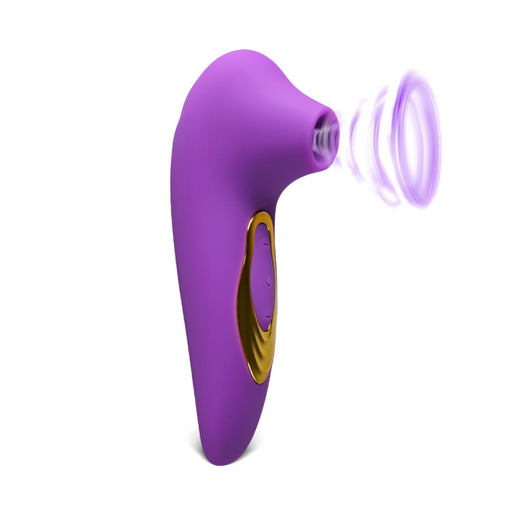 Purple Sucking Massager with Plated Accent - 5-Speed, Medical Grade Silicone, Waterproof, Rechargeable