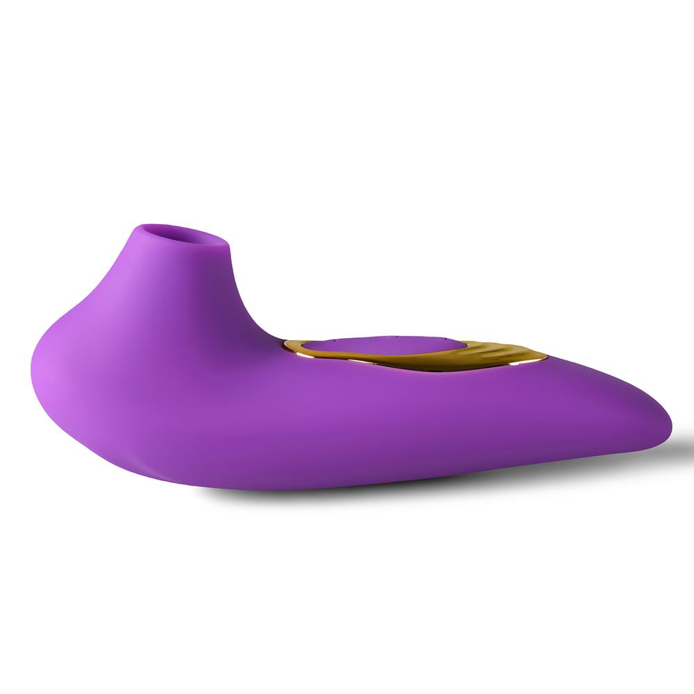 Purple Sucking Massager with Plated Accent - 5-Speed, Medical Grade Silicone, Waterproof, Rechargeable