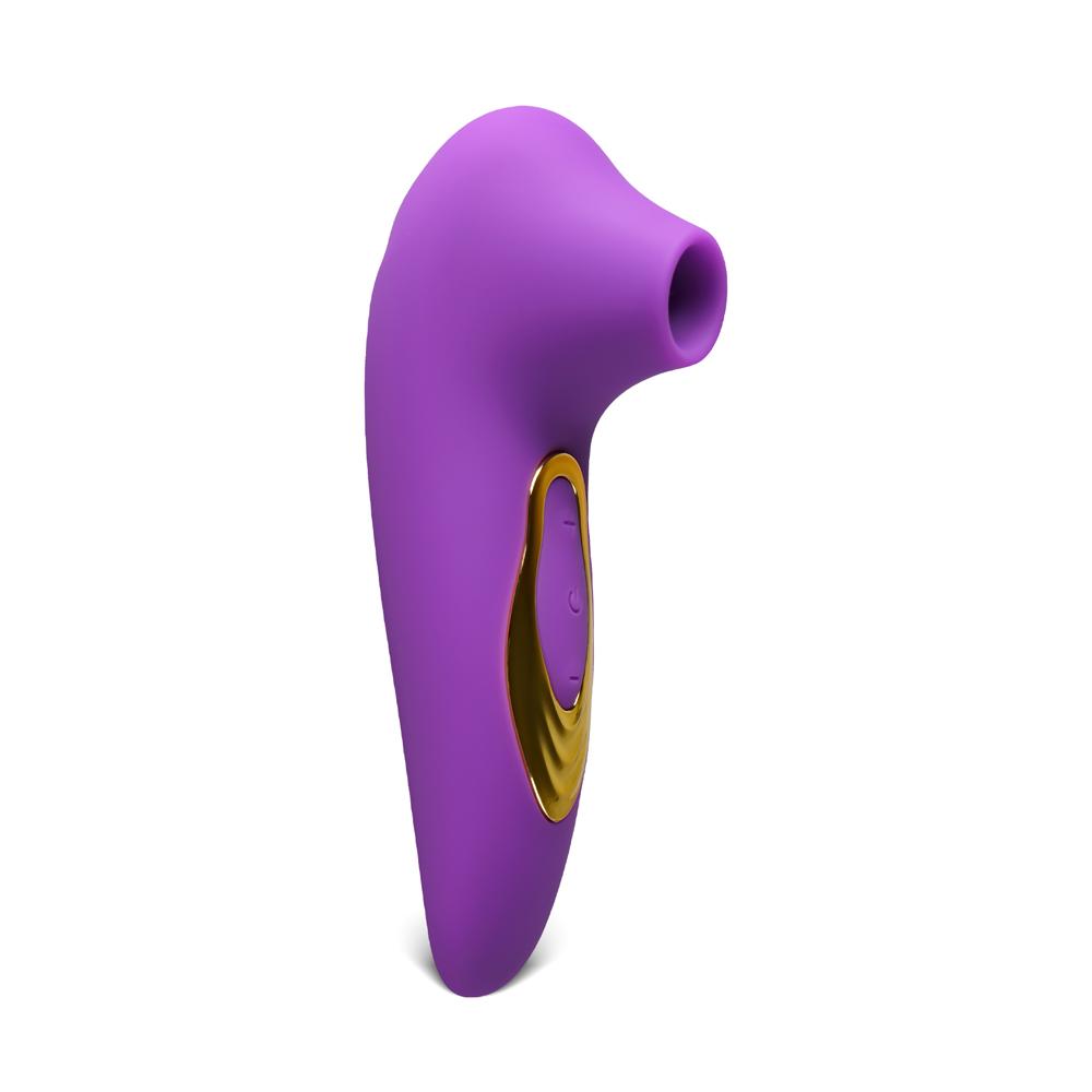 Purple Sucking Massager with Plated Accent - 5-Speed, Medical Grade Silicone, Waterproof, Rechargeable