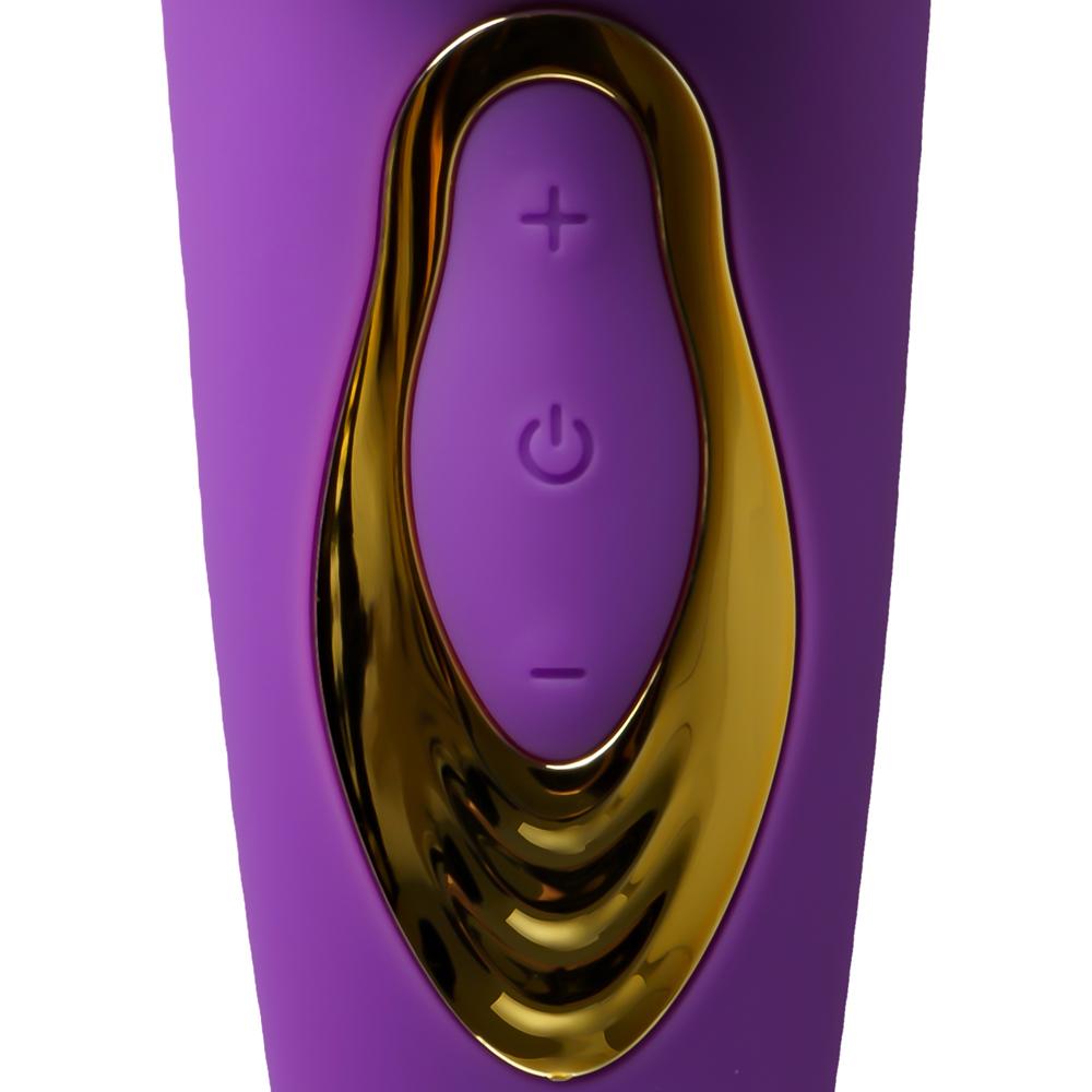 Purple Sucking Massager with Plated Accent - 5-Speed, Medical Grade Silicone, Waterproof, Rechargeable