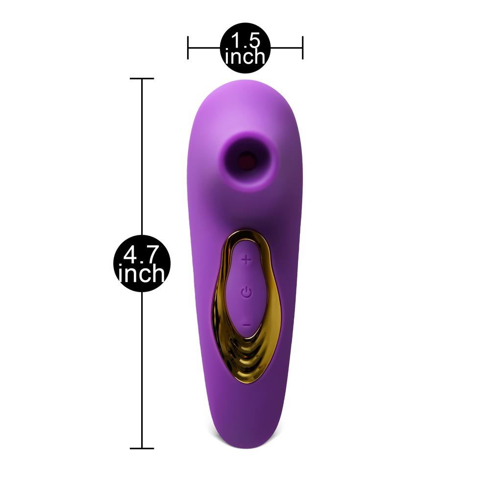 Purple Sucking Massager with Plated Accent - 5-Speed, Medical Grade Silicone, Waterproof, Rechargeable