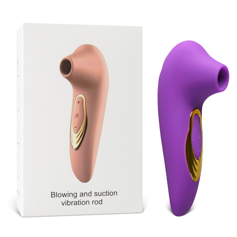 Purple Sucking Massager with Plated Accent - 5-Speed, Medical Grade Silicone, Waterproof, Rechargeable